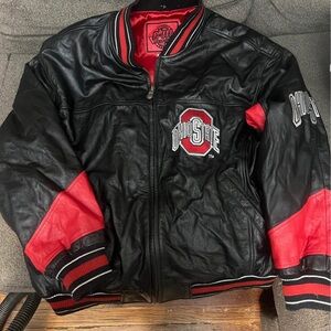 Ohio State Black and Red Leather Jacket